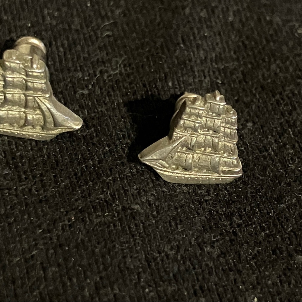 Nautical Silver Ship Earrings